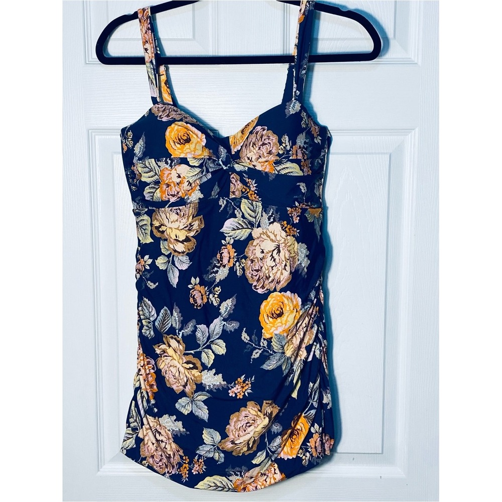 Jantzen Swim Dress One Piece Plus Floral Tummy Control Size 14 NWT